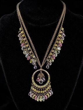 Necklace*Multicolor Beaded Gold Dangle Bib Necklace